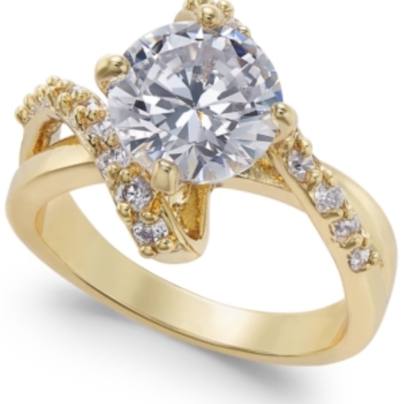 Charter Club Silver-Tone Crystal Bypass Ring - Picture 1 of 3